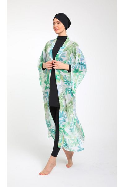 SEBOTEKS Patterned Chiffon Kimono - Kaftan Pareo 3790