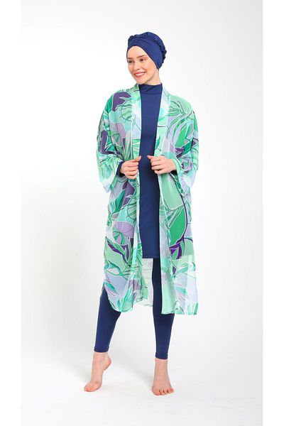 SEBOTEKS Patterned Chiffon Kimono - Kaftan Pareo 3790