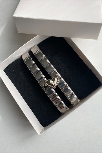 Diamara Designs Kalpli Mikro Natural Li Double Bracelet - Steel Lover and Bff Bracelet