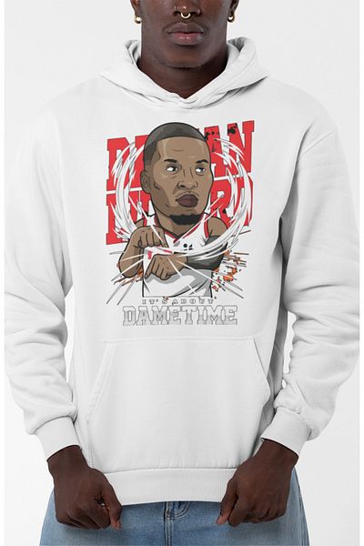 Fuddy Moda Unisex Damian Lillard Printed Hooded Sweatshirt, Oversize Basketball Themed Hoodie
