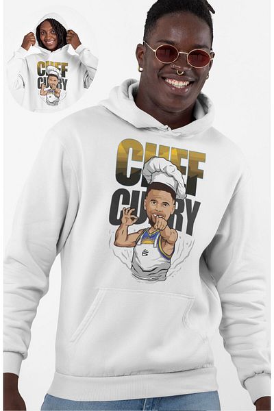 Fuddy Moda Unisex Chef Stephenn Curry Printed Hooded Sweatshirt, Oversize Basketball Themed Hoodie