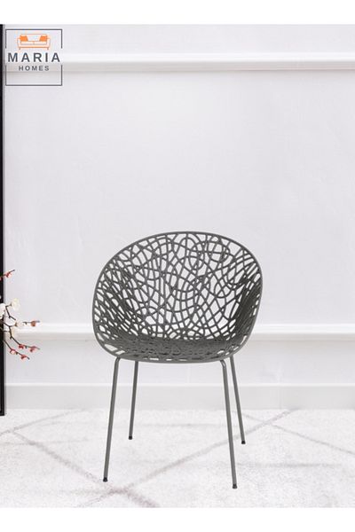 MARIA HOMES Modern Black Web-Designed Accent Chair – Stylish & Durable for Home, Office & Dining