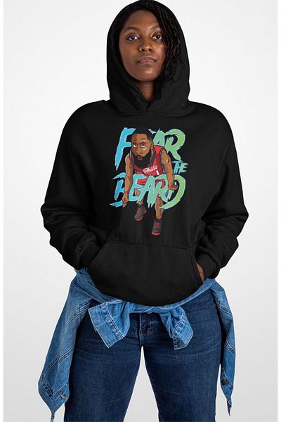 Fuddy Moda Unisex φούτερ με κουκούλα με στάμπα James Harden, φούτερ με κουκούλα με θέμα μπάσκετ