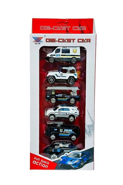 FEN TOYS لعبة سيارات شرطة سحب النار تاكسي 5 قطع معًا