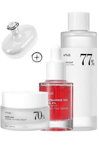 ANUA Heartleaf Brightening & Calming Set - Soothing Toner, Dark Spot Serum, Intense Calming Cream