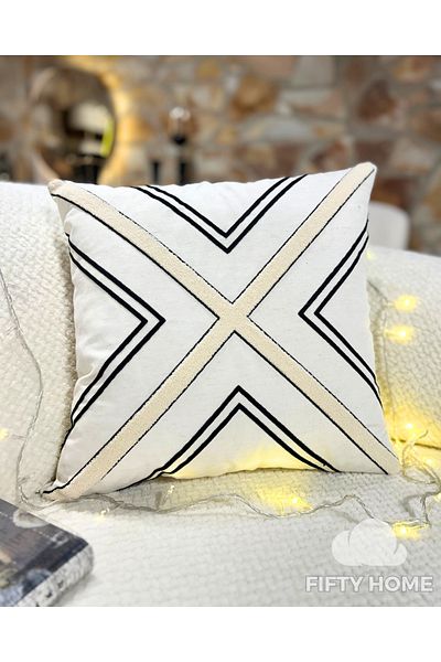 Fifty Husă de pernă Punch |   Motiv geometric |   Alb-crem |   43x43