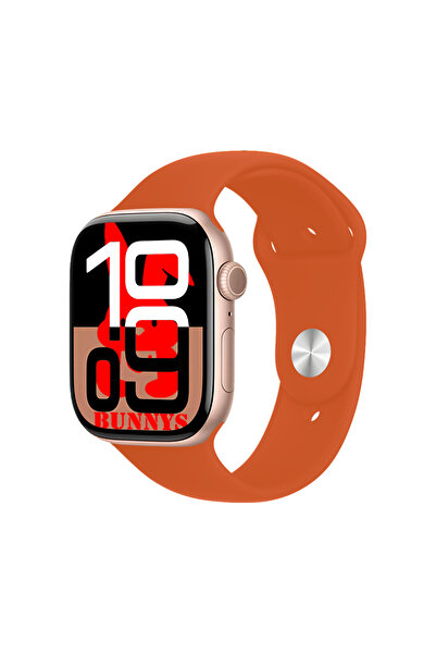 Bunnys Omix X300 Uyumlu Turuncu Akıllı Saat Watch10 2025 Hediyeli AMOLED EKRAN