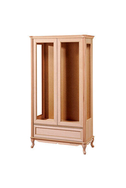 Mobilya Baba Gülşehir Büyük Camlı Vitrin Cilasız Ham Ahşap