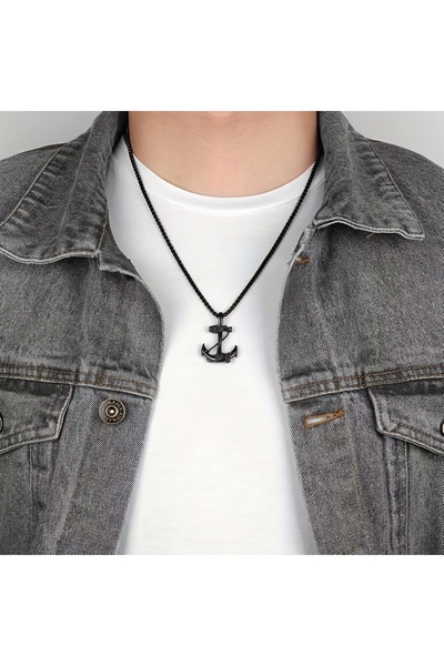 Bozhi هدية الكابتن والبحار - نبل البحرية الصيفية باللون الأسود: قلادة مرساة م...