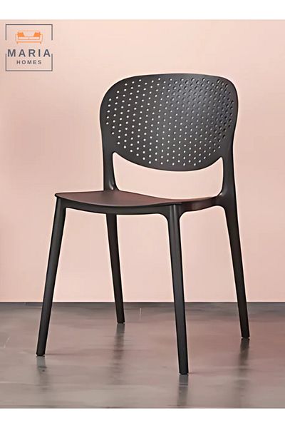 MARIA HOMES Modern Black Plastic Lightweight Chair – Durable, and Stylish for Home & Office