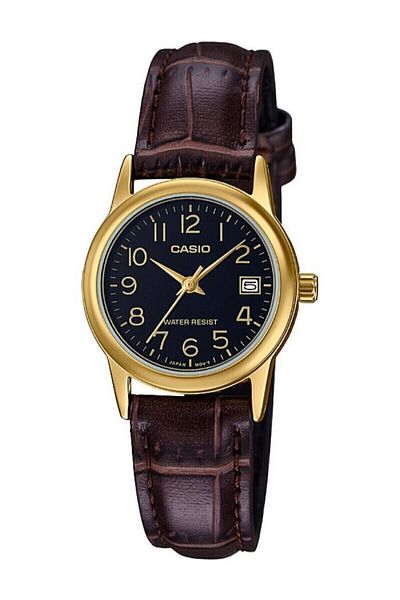 Casio Women's Wristwatch with Yellow Cord and Brown Color Guaranteed Calendar
