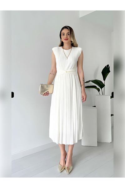 LAMİFUSTORE Bel Detaylı Piliseli DANIEL Elbise