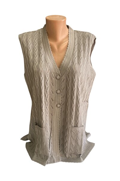 BURSPA Зручний крій, сезонний, мерсеризований, кремовий жіночий жилет