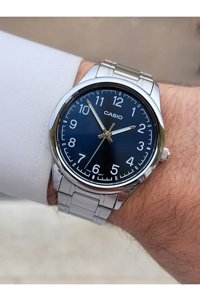 Casio ساعة يد رجالية بسلك فولاذي من الفولاذ