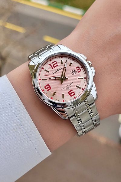 Casio Women's Wristwatch with Pink Cord Gray Color Guaranteed Dial