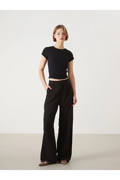 LC Waikiki Tricou Crop pentru damă cu decolteu texturat