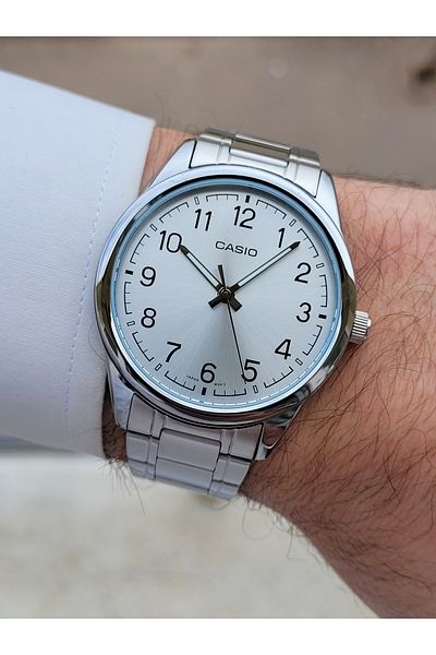 Casio Full Steel Case, Cord Silver Color Luxury Men's Wristwatch
