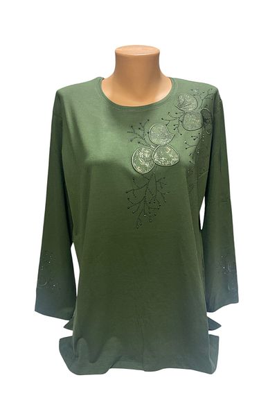 BURSPA Relaxed Cut Round Neck Sleeve Embroidered Mother Women's Combed Cotton Blouse