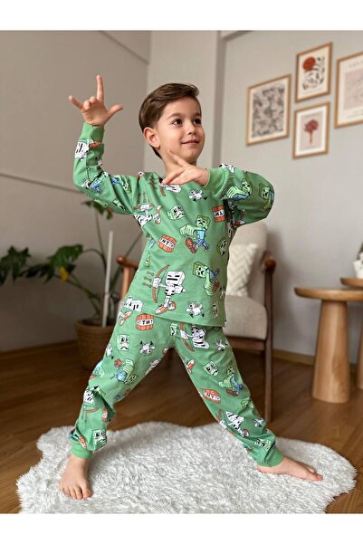Erkek Çocuk %100 Pamuku Mevsimlik Pijama Takımı