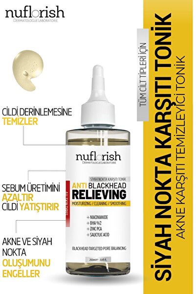 nuflorish Siyah Nokta Karşıtı Gözenek Sıkılaştırıcı Tonik Bha 2% / Oil Contro...