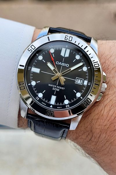 Casio Men's Wristwatch with Case Gray Cord Black Color Guaranteed
