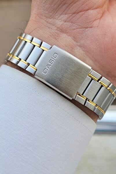 Casio Marka Çelik Kordon Sarı Gri Renk Takvimli Erkek Kol Saati