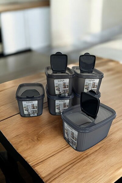 Hesaplı Kasa Shell Food Container 1300 Ml, Anthracite, Set of 6