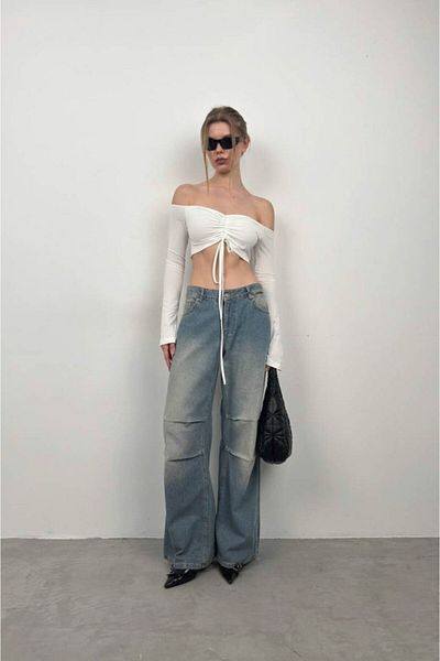 modaserdem    Boat Neck Elevator Blouse