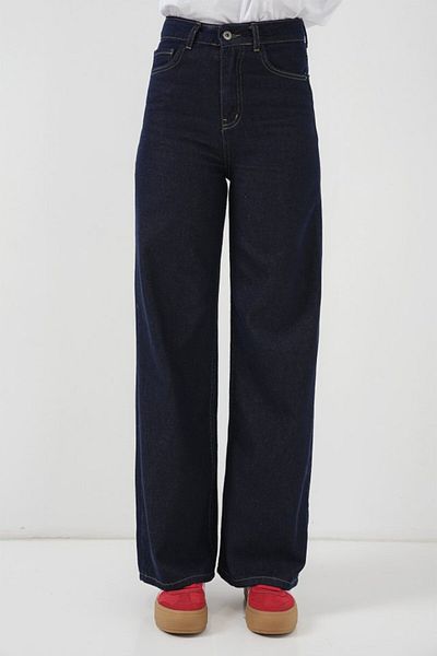 leyla sanat sanata yeni bir bakış açısı Leyla New Perspective on Art Baggy Wide Leg High Waist Palazzo Jeans Pants 6656 - K. Navy