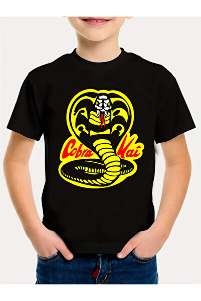 GALASHOP Cobra Kai Logo Desenli Siyah Tişört