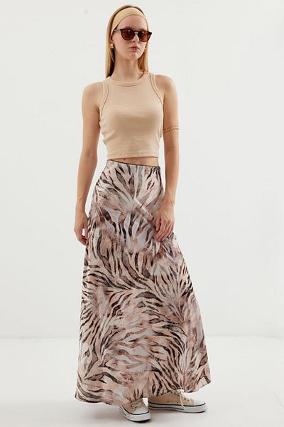 modaserdem Patterned satin skirt 15877 - beige