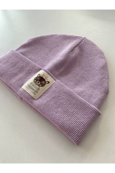 HEREN BUTİK Lilac Deer Label Beanie Neck Collar Set