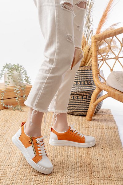 marinarosse Women's Rubel Orange Zipper Detailed Sneakers