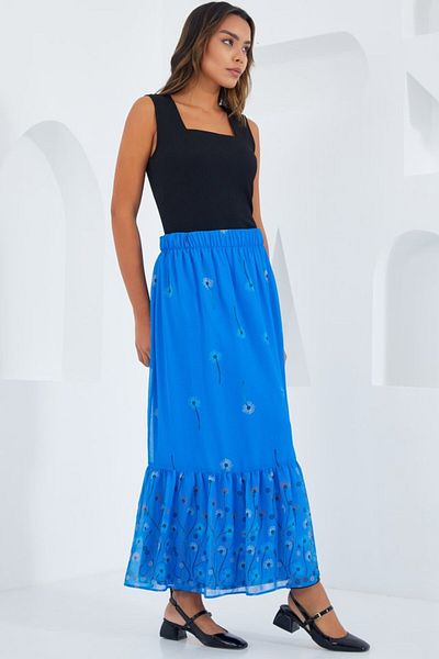 modaserdem Saks Patterned Chiffon Skirt 8010