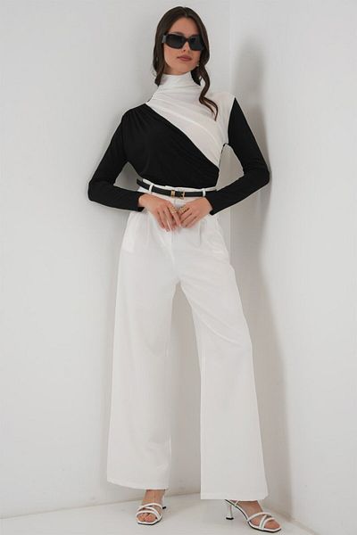 MRA Fashion 940 Gather Detailed Sandy Blouse - Black