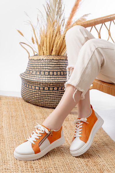 marinarosse Women's Rubel Orange Zipper Detailed Sneakers