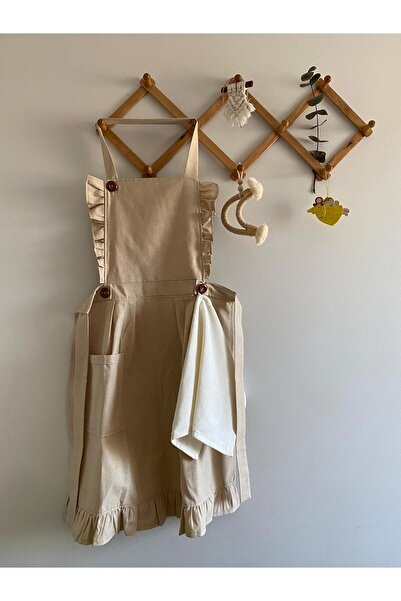 Hayalperest مريلة مطبخ بتفاصيل كشكش، لون كريمي