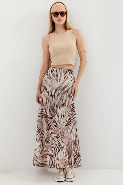 modaserdem Patterned satin skirt 15877 - beige