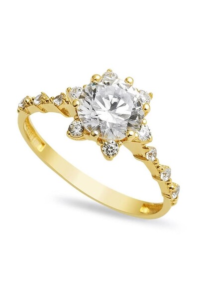 Hakan Güler Kuyumculuk Altın Lotus Çiçeği Tek Taş Yüzük