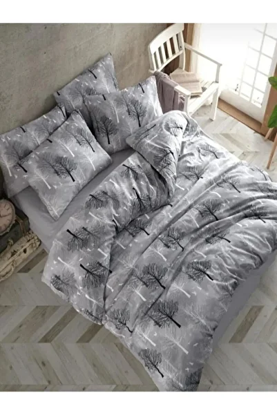 uykulife home collection Uykulife Gray Tree Single Person Elastic Bedding Set