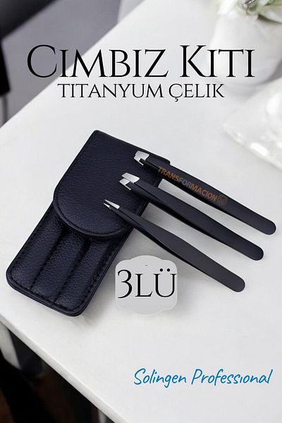 Transformacion Tweezers Kit with Leather Case - Titanium Steel Solingen 721464