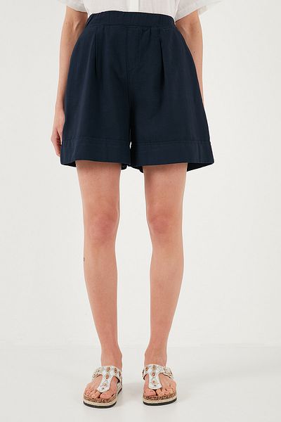 Lela Cotton Standard Fit High Waist Stitching Detail Shorts Shorts 668Yp4921