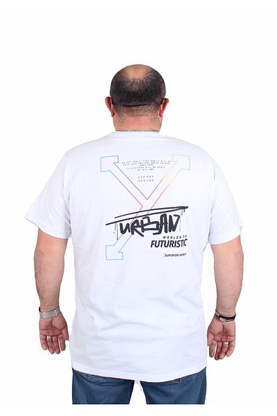 MocGrande Men's Big Size Crew Neck T-Shirt Urban 25142 White