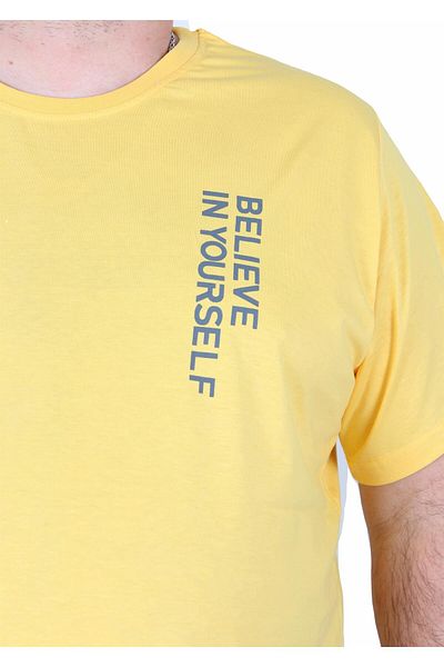 MocGrande Men's Plus Size Crew Neck T-Shirt Believe 25157 Yellow