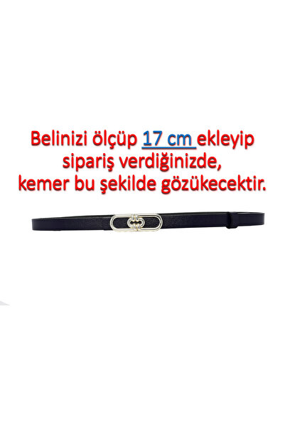 GoDeri %100 Hakiki Deri, Gümüş Renk Tokalı İnce 2 cm Lacivert Kadın Elbise, Pantolon Kemeri; uzun.zincir
