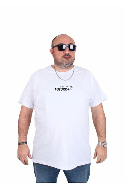 MocGrande Men's Big Size Crew Neck T-Shirt Urban 25142 White