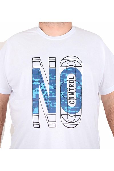 MocGrande Ανδρικό μπλουζάκι με λαιμόκοψη σε μεγάλο μέγεθος χωρίς έλεγχο 25172 ΛΕΥΚΟ