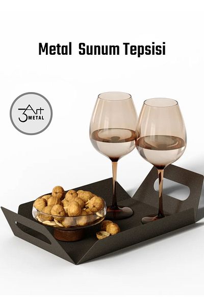 3art Metal Metal Presentation Tray - Modern and Stylish Breakfast & Coffee Catering Tray - Bathroom Organizer