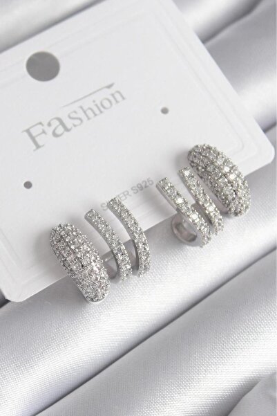 EGES SHİNE GÜMÜŞ renk taşlı küpe