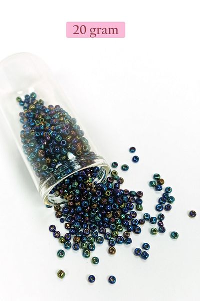 Royaleks Bulky Glass Sand Beads (8/0) 3 mm - 20 Grams - Navy Blue Green - Bnc169